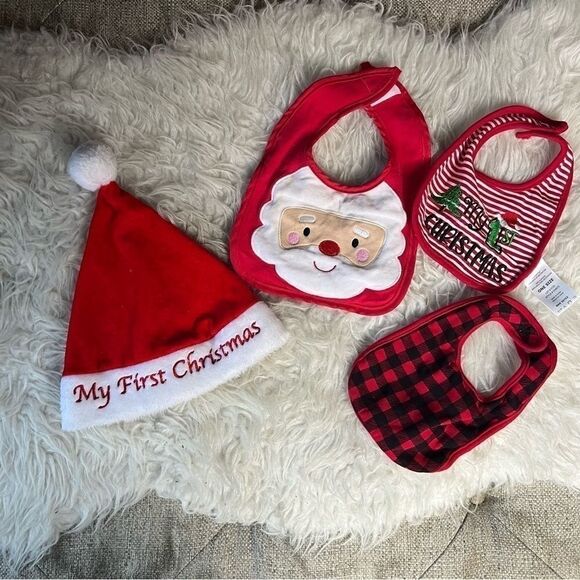 My first Christmas hat and bibs set baby - Picture 6 of 7